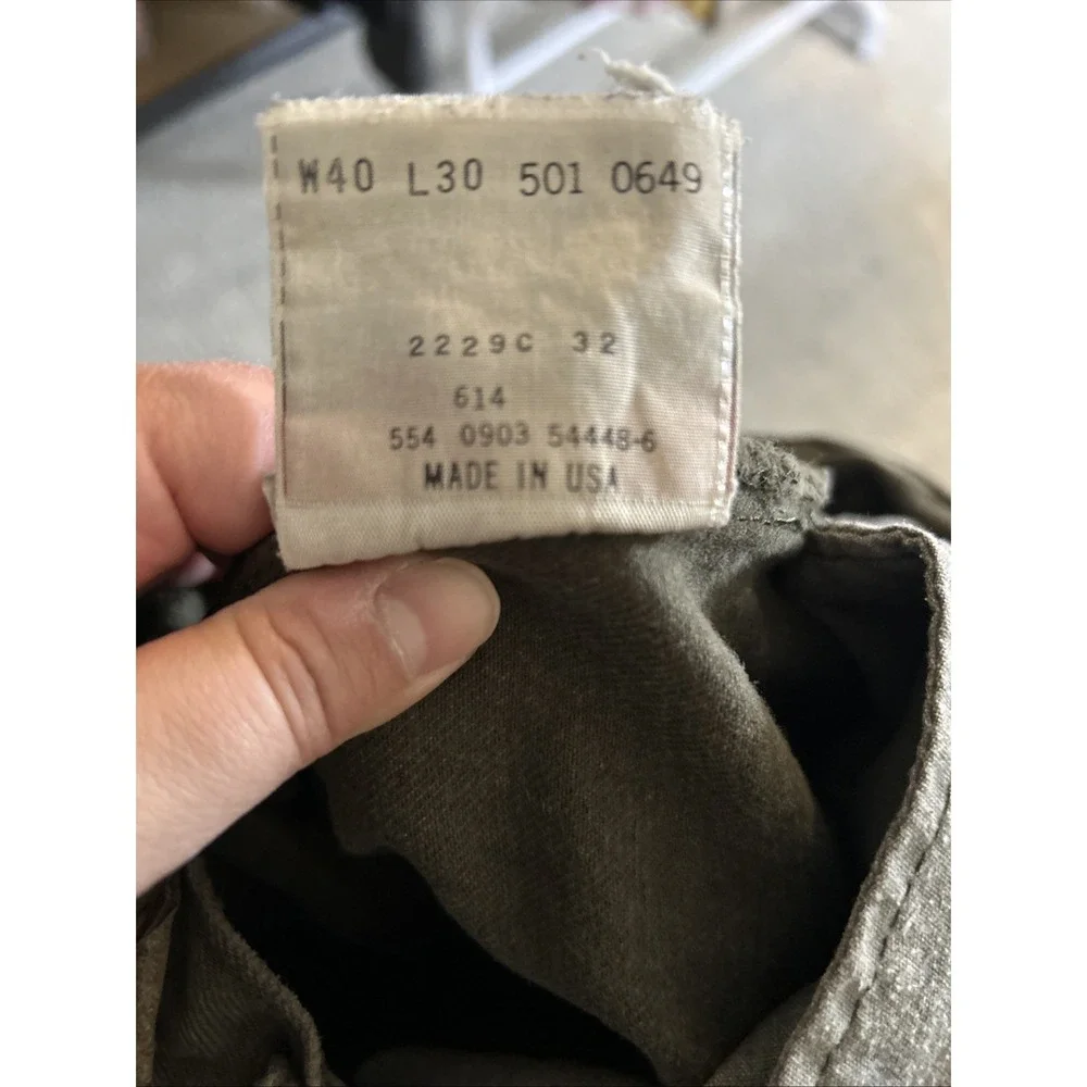 Vintage Levis 501 Jeans‎ Mens 40x30 Green Denim Button Fly Made in USA